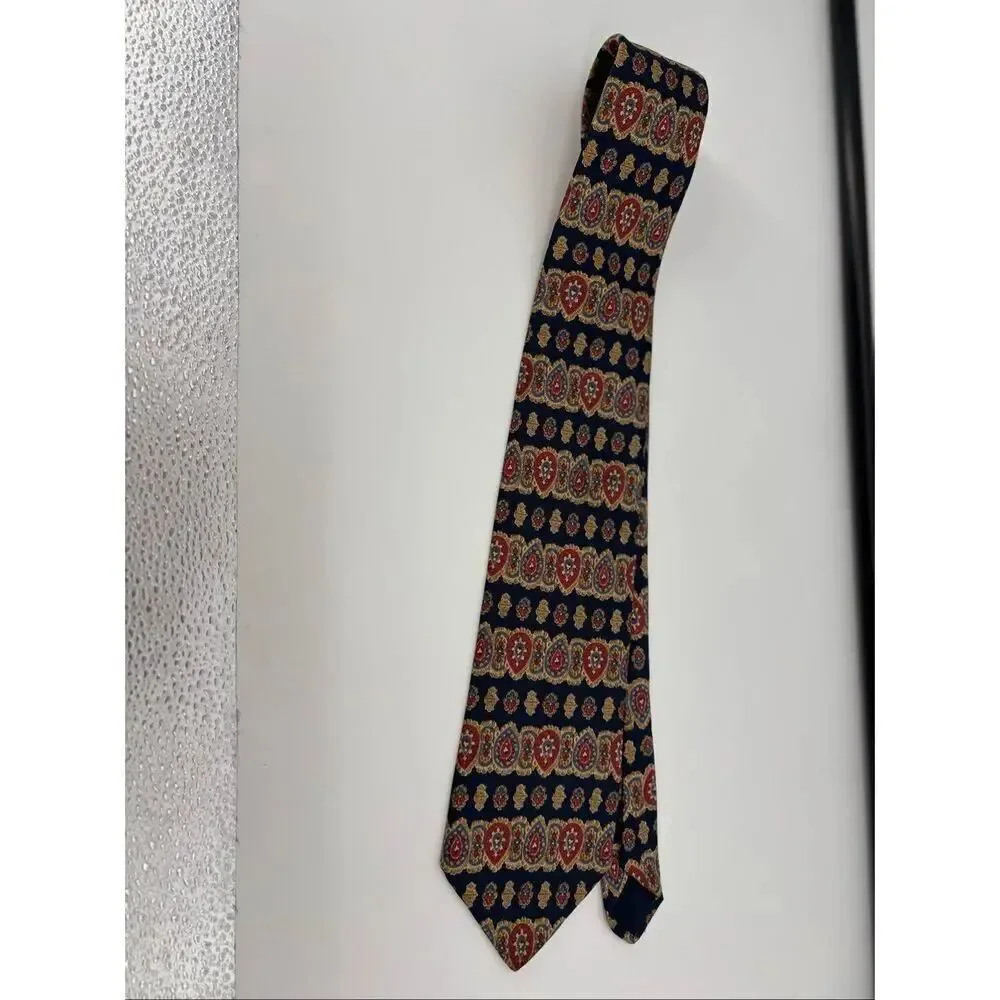 Brooks Brothers Makers Silk Medallion Tie Navy Red Gold Made in USA